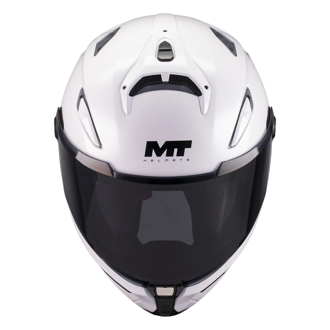 MT-Helmets KRE 2 Pure A0 full-face helmet in gloss white — front view from above
