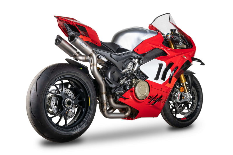 Spark GDU8842DYNO stainless steel half-system with titanium DYNO silencers on Ducati Panigale V4