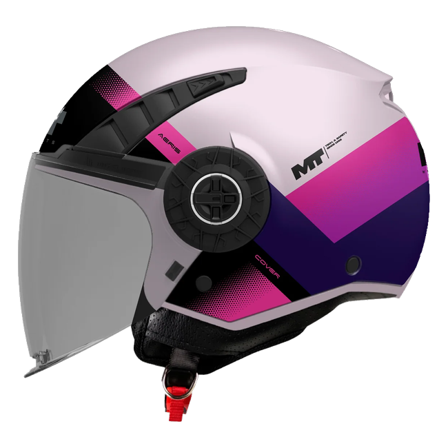 MT-Helmets Aeris Cover C8 jet helmet in matt pink and violet — side view