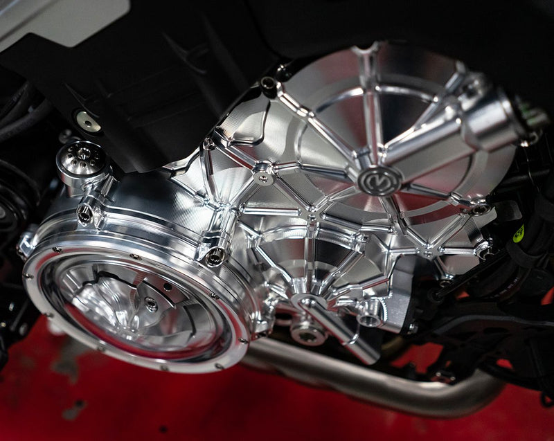 Motocorse CNC aluminium right engine cover for Ducati Panigale V4 with titanium bolts