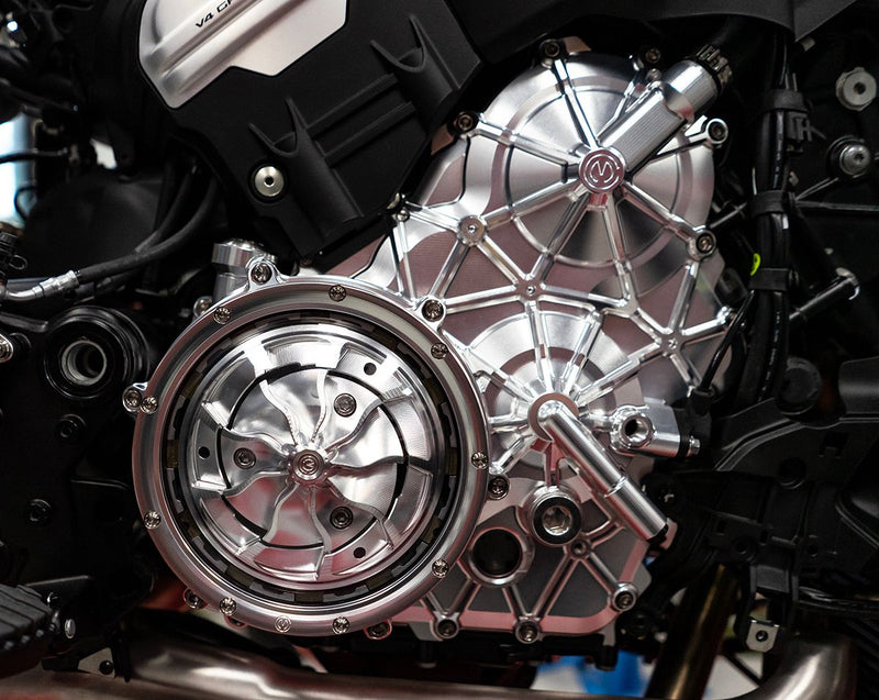 Motocorse CNC aluminium right engine cover for Ducati Panigale V4 with titanium bolts