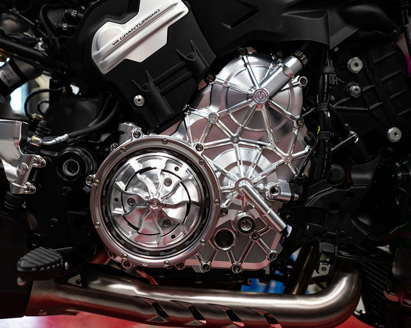 Motocorse CNC aluminium right engine cover for Ducati Panigale V4 with titanium bolts