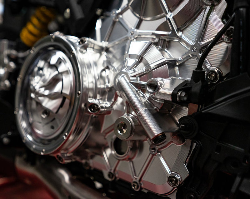 Motocorse CNC aluminium right engine cover for Ducati Panigale V4 with titanium bolts