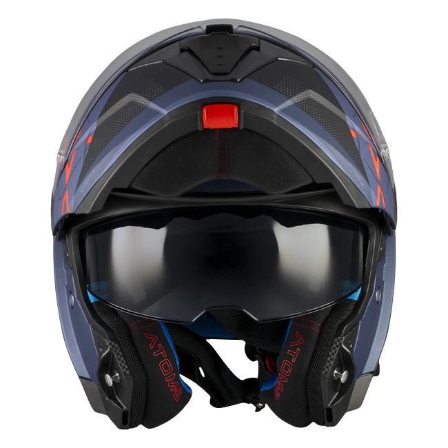 MT-Helmets Atom 2 SV Change C17 flip-up helmet in matt navy with orange and red — view-08