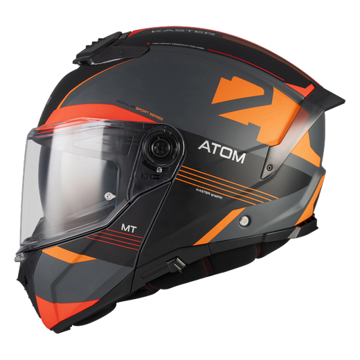 MT-Helmets Atom 2 SV Kaster C14 Flip-Up Helmet – Matt Black / Orange