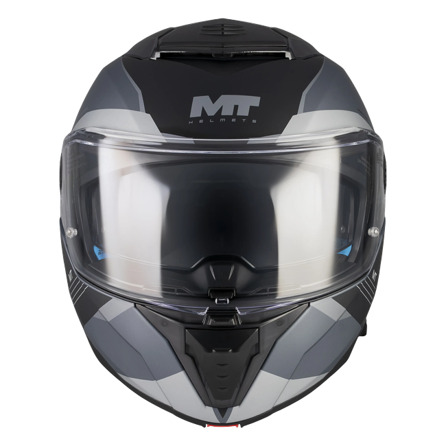 MT-Helmets Atom 2 SV Kaster C2 flip-up helmet in matt anthracite and grey — front view