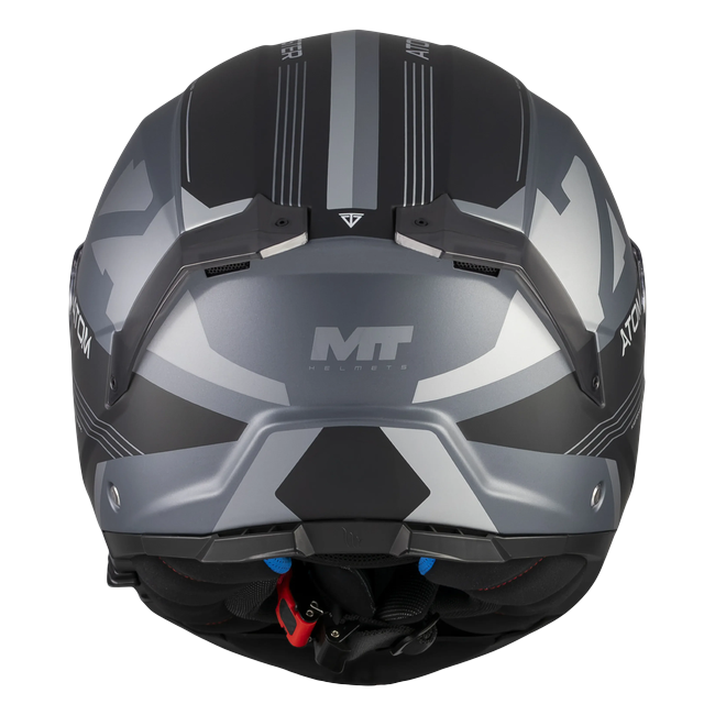 MT-Helmets Atom 2 SV Kaster C2 flip-up helmet in matt anthracite and grey — rear view
