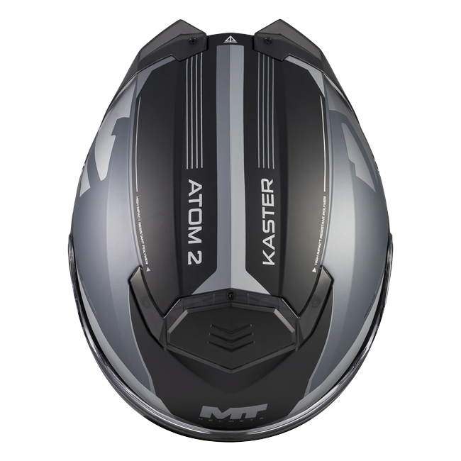 MT-Helmets Atom 2 SV Kaster C2 flip-up helmet in matt anthracite and grey — top view