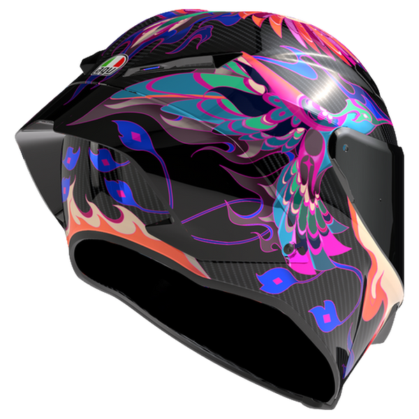 AGV Pista GP RR S Battito Iridium full-face racing helmet, rear three-quarter view