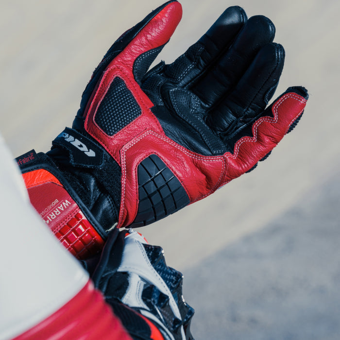 Spidi Carbo Track Evo racing leather gloves in red, men's, part A203014