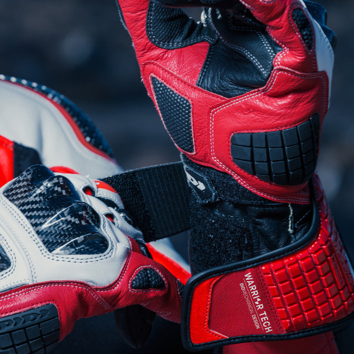 Spidi Carbo Track Evo racing leather gloves in red, men's, part A203014