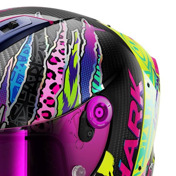 Shark Aeron full-face helmet in Fawn DVY colourway – black, yellow, rose and purple