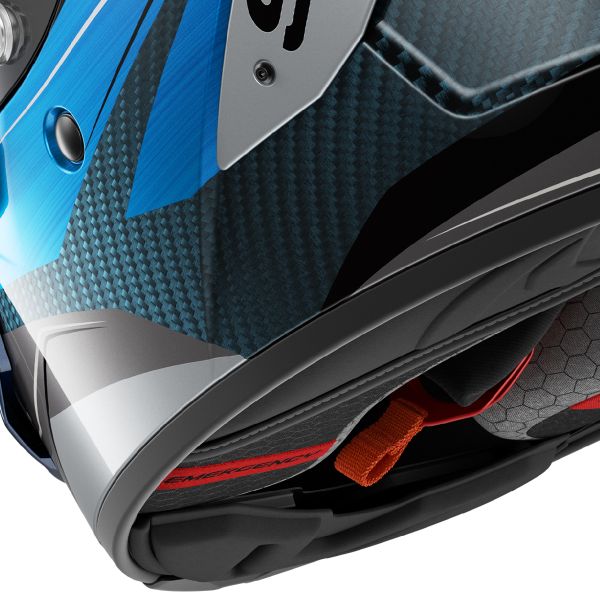 Shark Aeron full-face helmet in Mekarium DBS silver and blue carbon graphic