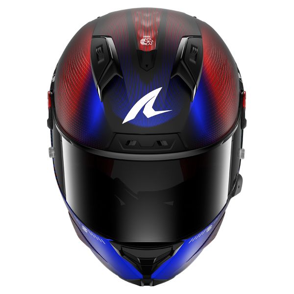Shark Aeron Speed-Tech DBR helmet in matte red and blue carbon aramid fibre