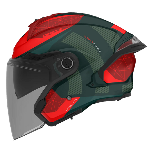 MT-Helmets Cosmo SV Zafiro C16 Jethelm – Grün Matt / Rot