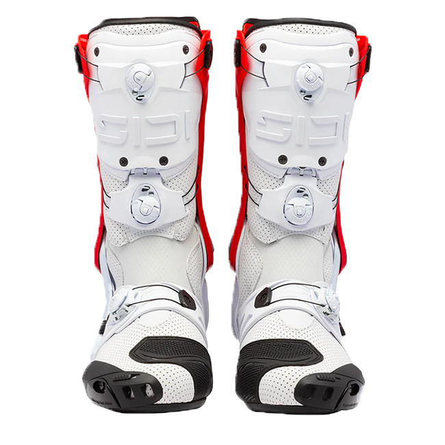 Sidi Rex Air motorcycle boots in white and red colourway, model 391