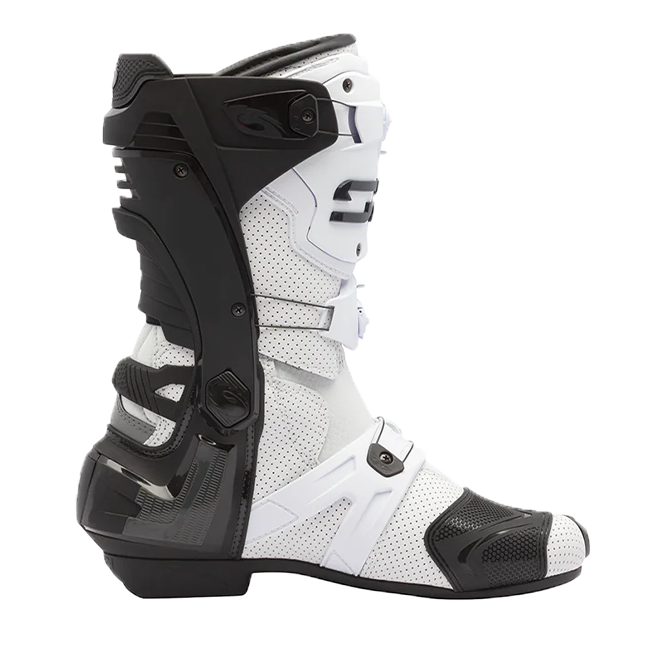 Sidi Rex Air motorcycle boots in white and black, model 203