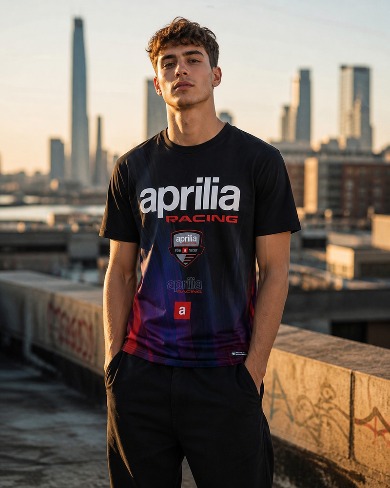 IXON Aprilia BeARacer men's T-shirt 2026 in black, red and purple