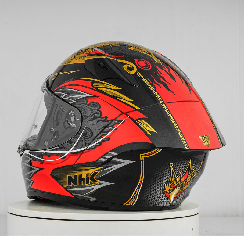 NHK GP-R Tech Race full-face race helmet in Balinese Garuda matte finish