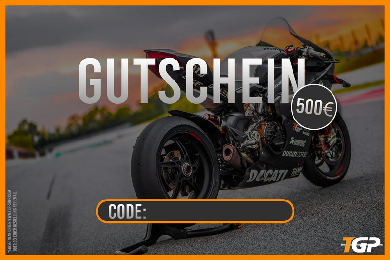 TGP MotoRacing €500 gift voucher printed on premium photo paper