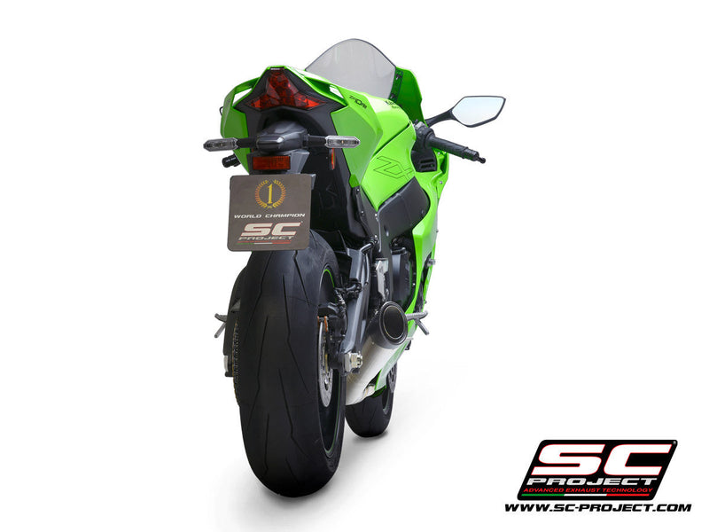 SC-Project S1 titanium slip-on silencer with carbon fibre end cap for Kawasaki ZX-10 R/RR 2021-2026