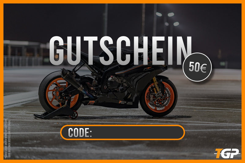 TGP MotoRacing €50 gift voucher printed on photo paper