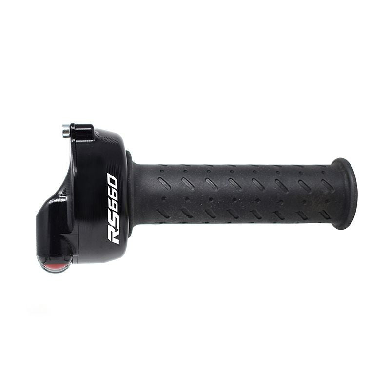JetPrime aluminium throttle housing with integrated handlebar switch for Aprilia RS 660