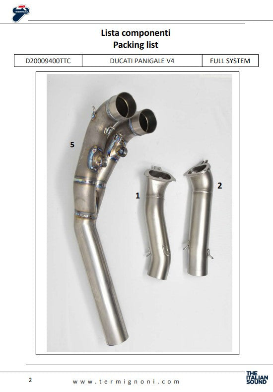 Termignoni D200 RHT titanium full exhaust system on Ducati Panigale V4 R