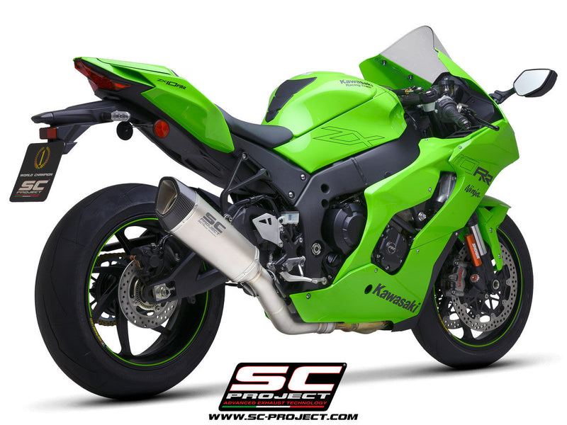 SC-Project SC1-R carbon slip-on exhaust with titanium catalyst pipe for Kawasaki ZX-10 R/RR 2021-2026