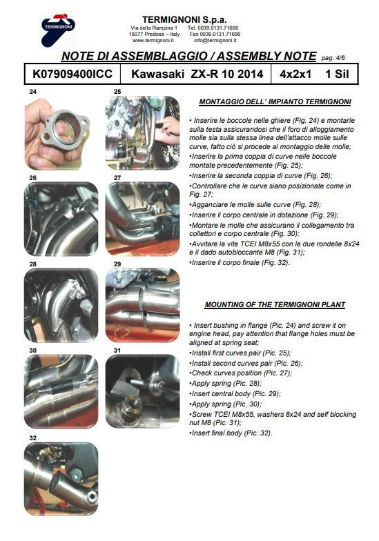 Termignoni stainless steel full exhaust system with carbon silencer for Kawasaki ZX-10 R/RR 2016-2020