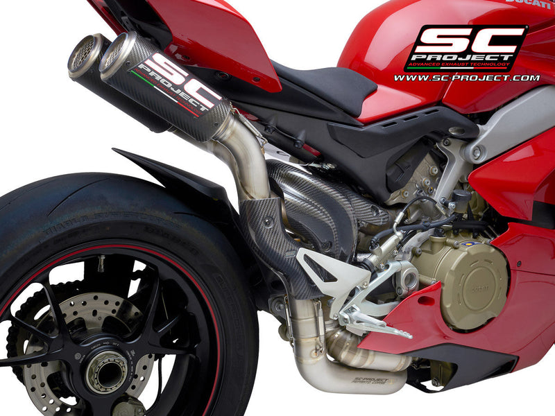 SC-Project CR-T titanium carbon half system exhaust Ducati Panigale V4 S 2018-2020 D26A-T68C