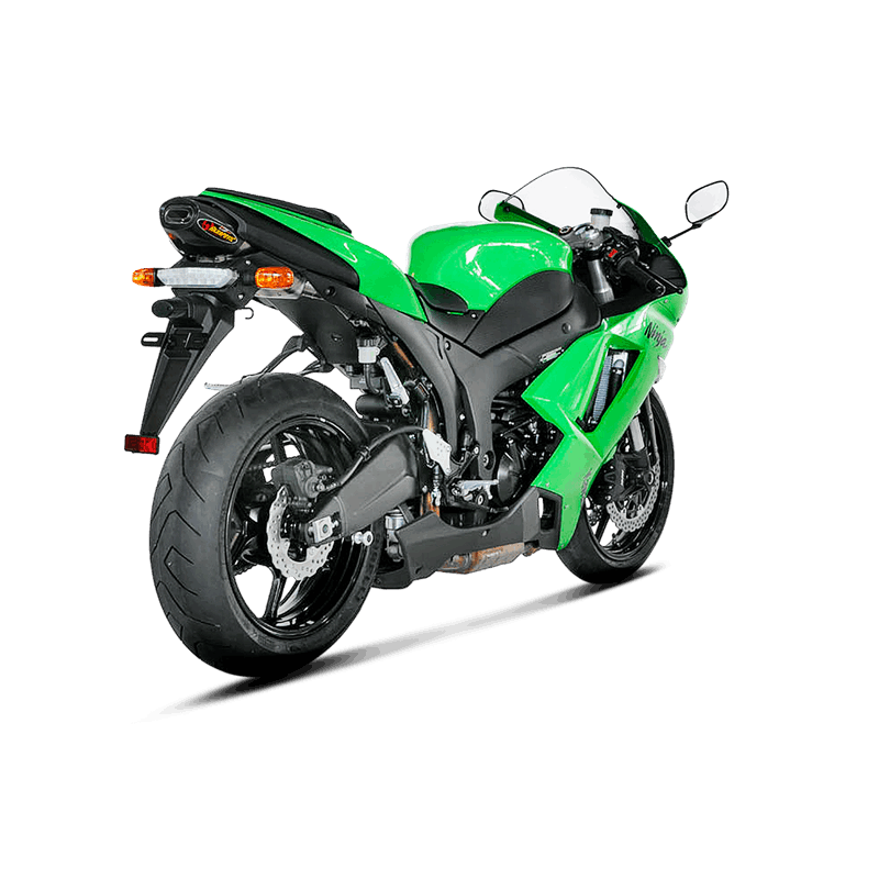 Akrapovic Slip-On Line titanium silencer with carbon end cap on Kawasaki ZX-6R 2007-2008