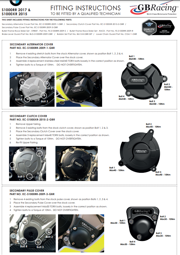 GBRacing clutch cover protector for BMW S1000RR K46 2017–2018