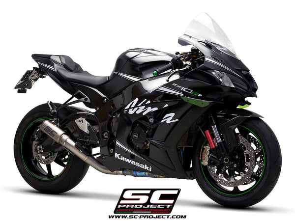 SC-Project CR-T slip-on silencer with cat replacement pipe for Kawasaki ZX-10 R/RR 2016-2020