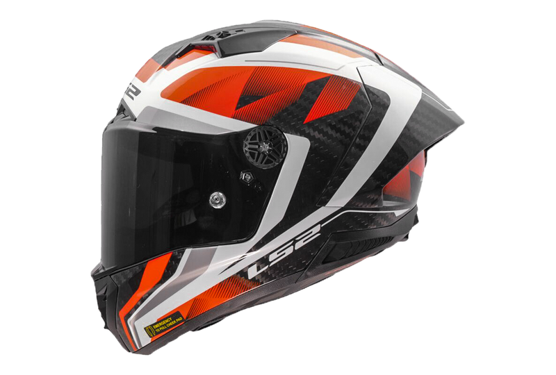LS2 FF805 Thunder Carbon full-face helmet in Diamond White and Red GP Aero finish