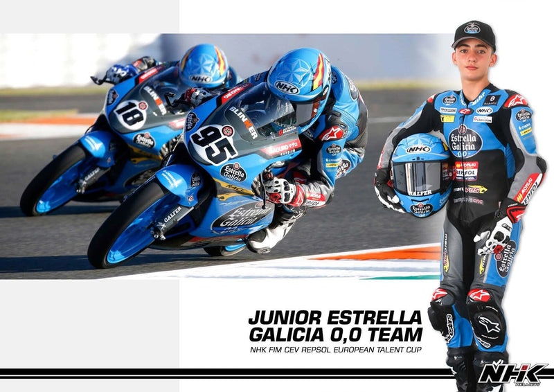 NHK GP-R Tech Race full-face race helmet in Estrella Galicia Replica livery