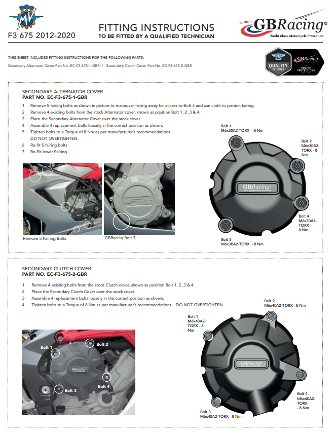 GBRacing alternator cover protector for MV Agusta F3 675 and F3 800