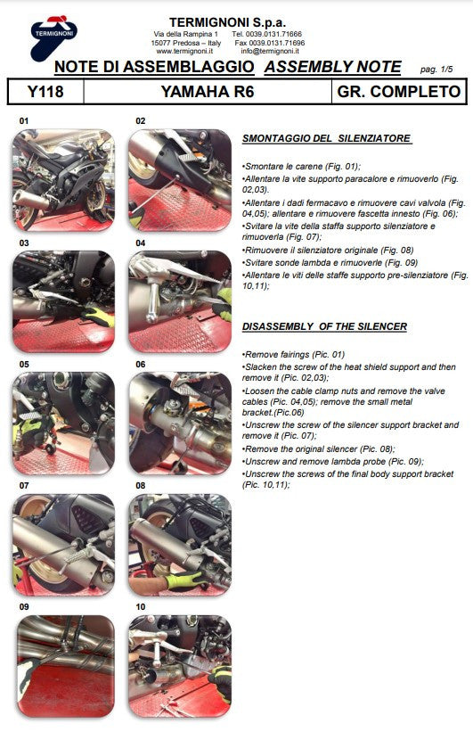Termignoni Titanium Kit SSP full exhaust system for Yamaha YZF-R6, titanium headers and carbon silencer