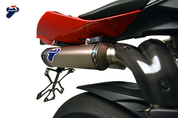 Termignoni Force underseat full exhaust system for Ducati Panigale 1199/R/S, titanium silencer with carbon end cap