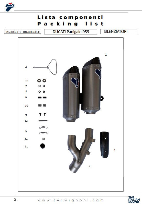Termignoni Force Carbon slip-on silencer for Ducati Panigale 959 2016-2019