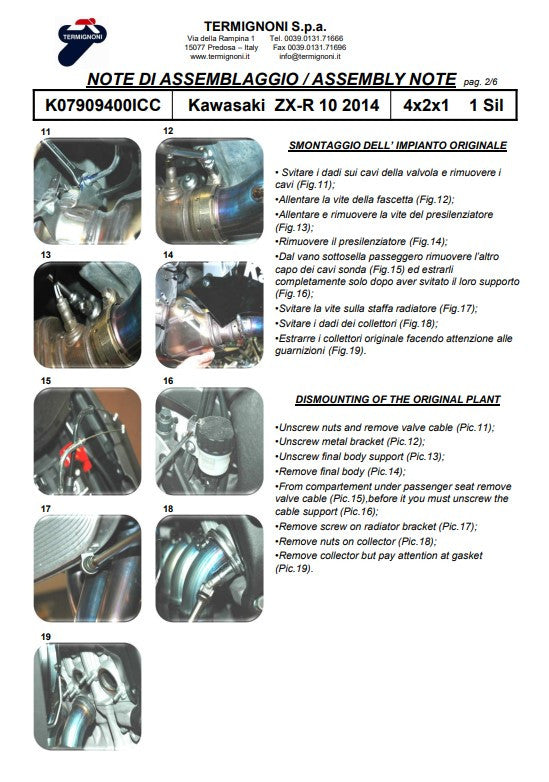 Termignoni titanium full exhaust system with carbon silencer on Kawasaki ZX-10 R/RR 2016-2020