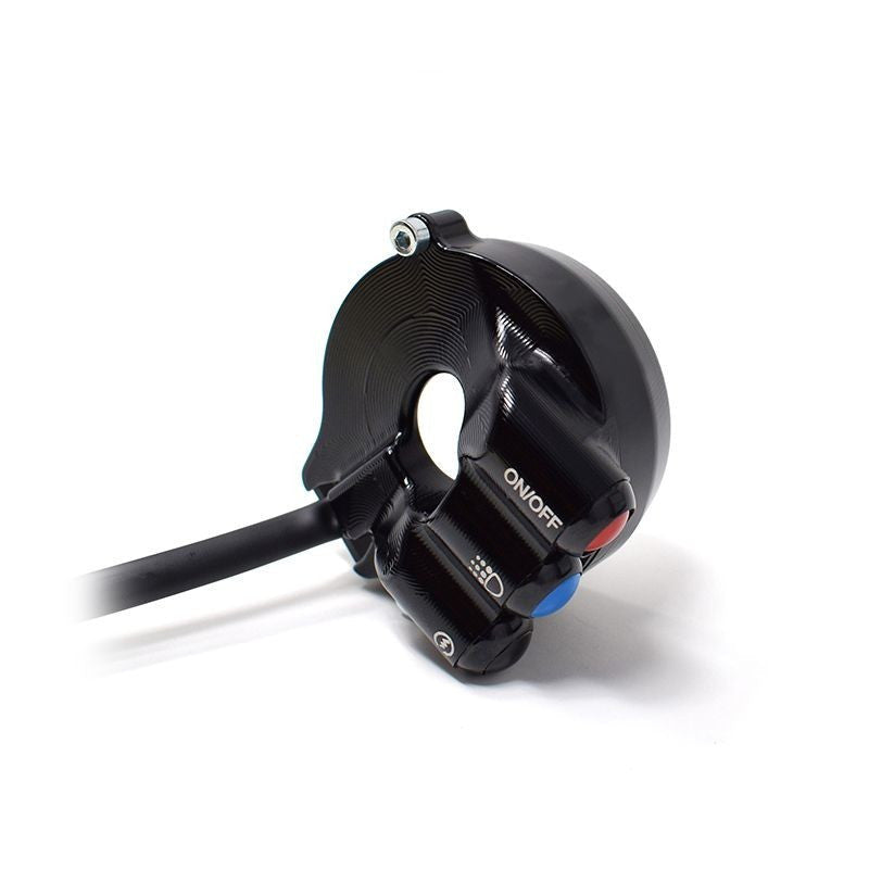 JetPrime aluminium throttle grip housing with integrated handlebar switch for Aprilia RSV4 1100 Factory
