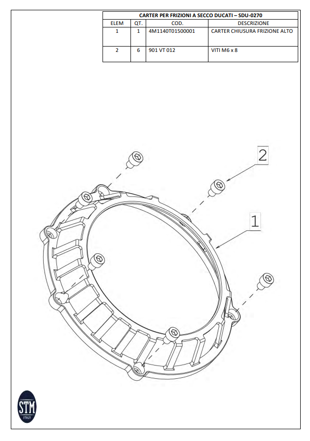 STM EVO GP dry clutch for Ducati Panigale 1199/1299, KTT-0500, Z40 basket with cooling fins