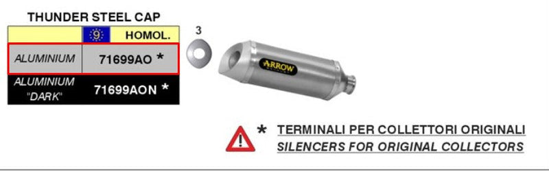 Arrow Thunder aluminium slip-on silencer 71699AO for Yamaha YZF-R6 RJ15