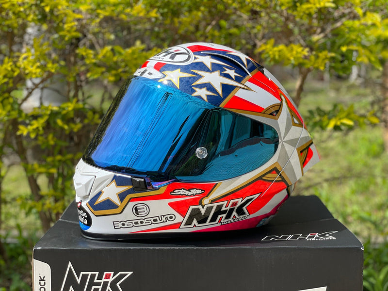 NHK GP-R Tech Race replacement visor in sapphire blue tint