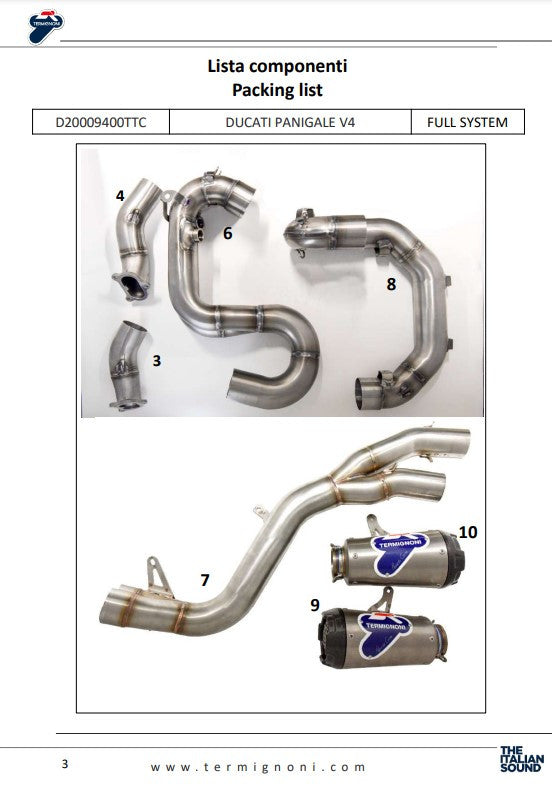 Termignoni D200 RHT titanium full exhaust system on Ducati Panigale V4 R