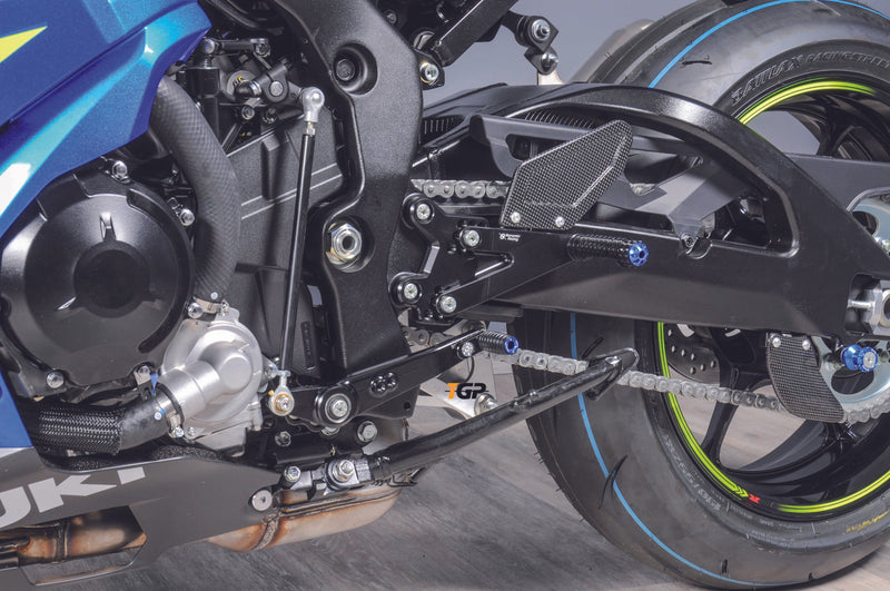 Bonamici Racing S011 rearset kit for Suzuki GSX-R 1000 2017-2023, black anodised aluminium