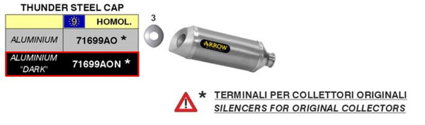 Arrow Thunder 71699AKN dark aluminium slip-on silencer for Yamaha YZF-R6 RJ15