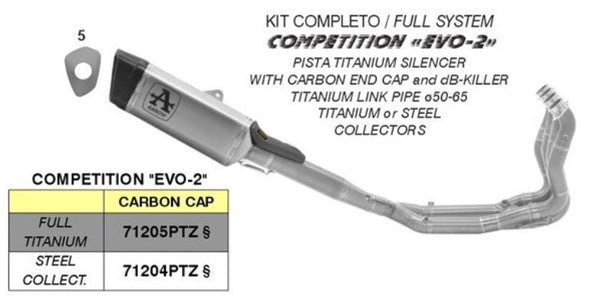 Arrow Pista stainless steel full exhaust system for BMW S1000RR K67 – 71204PTZ