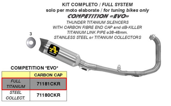 Arrow Competition Evo 71181CKR titanium full exhaust system on Yamaha YZF-R3